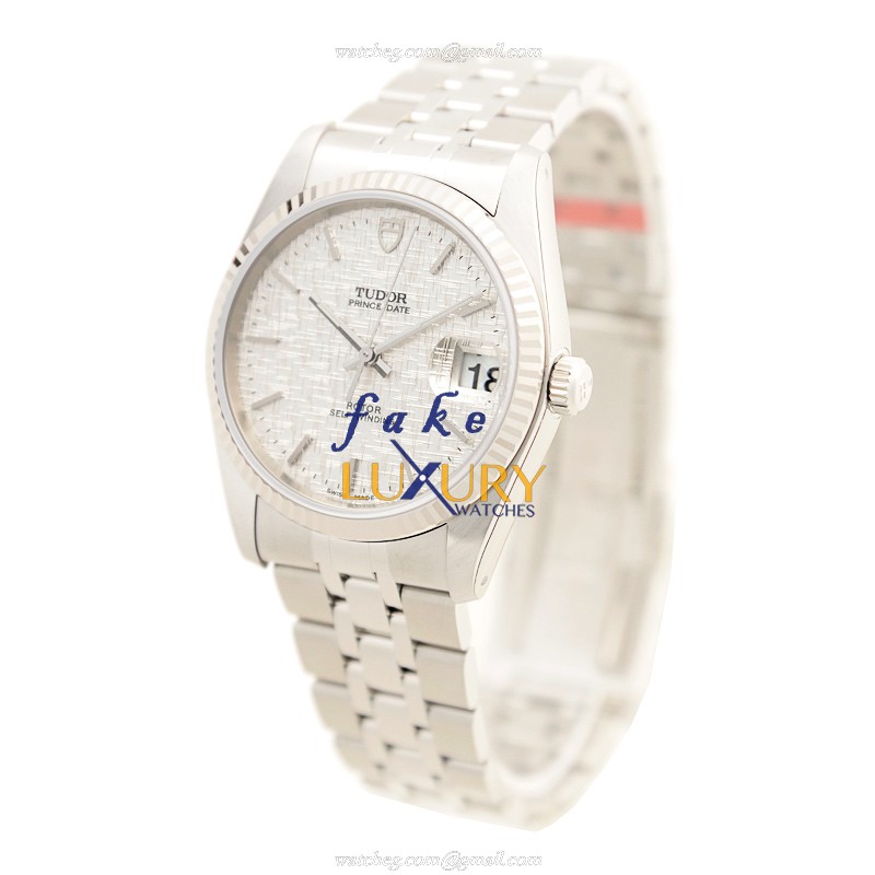 Tudor Prince Date 74034-62470-SVCL Replica Watch, Automatic Silver Dial, 18kt White Gold Steel - Image 3