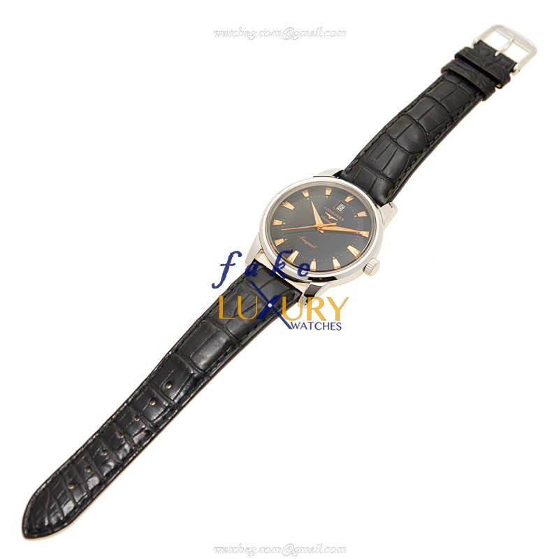Longines HERITAGE L1.645.4.52.4 Replica Watch Automatic Black Dial Stainless Steel Case Alligator - Image 2