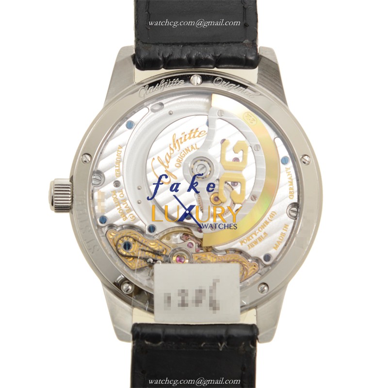 Glashutte 1-90-01-02-02-04 PANO Automatic Replica Watch, Silver Dial, Steel Case, Black Alligator - Image 3