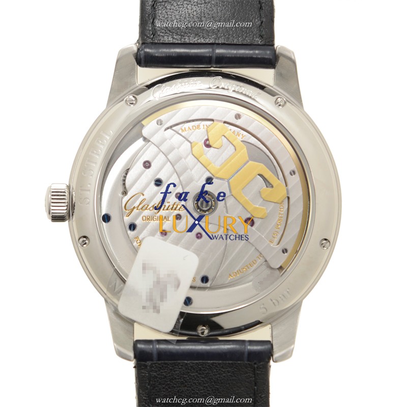 1-91-02-02-02-30 - Glashutte PANO Automatic Replica Watch - Black Dial Brown Alligator Strap - Image 3