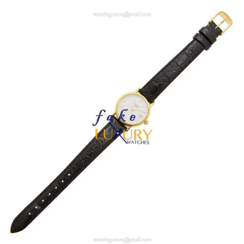 Longines L7.490.6.12.2 Replica Watch White Dial Gold-Plated Steel Case Quartz Movement Leather Strap - Image 2