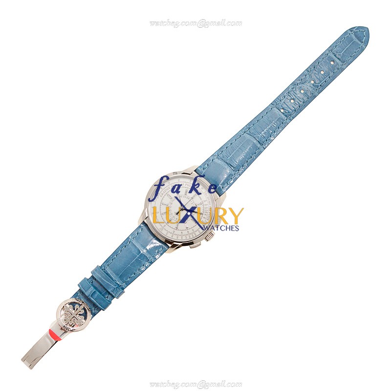 Patek Philippe 4675G-001 Anniversary Series Automatic 18kt White Gold Blue Alligator Replica Watch - Image 2