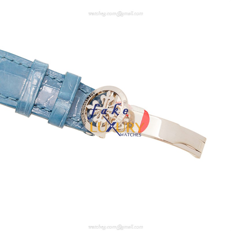 Patek Philippe 4675G-001 Anniversary Series Automatic 18kt White Gold Blue Alligator Replica Watch - Image 4