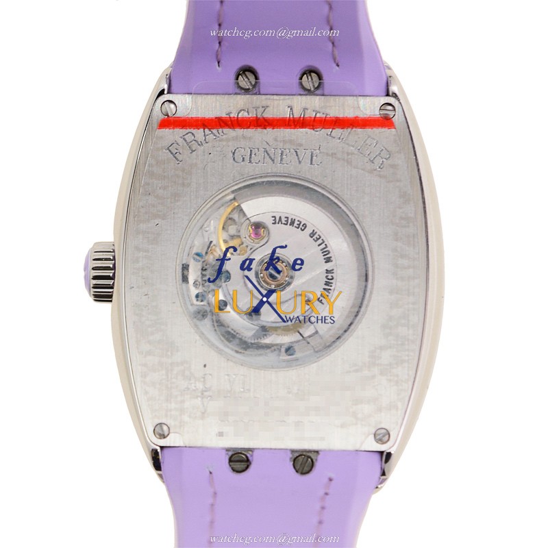 Franck Muller V 32 SC AT FO COL DRM AC.VL Vanguard Automatic Silver Dial Purple Rubber Strap - Image 3
