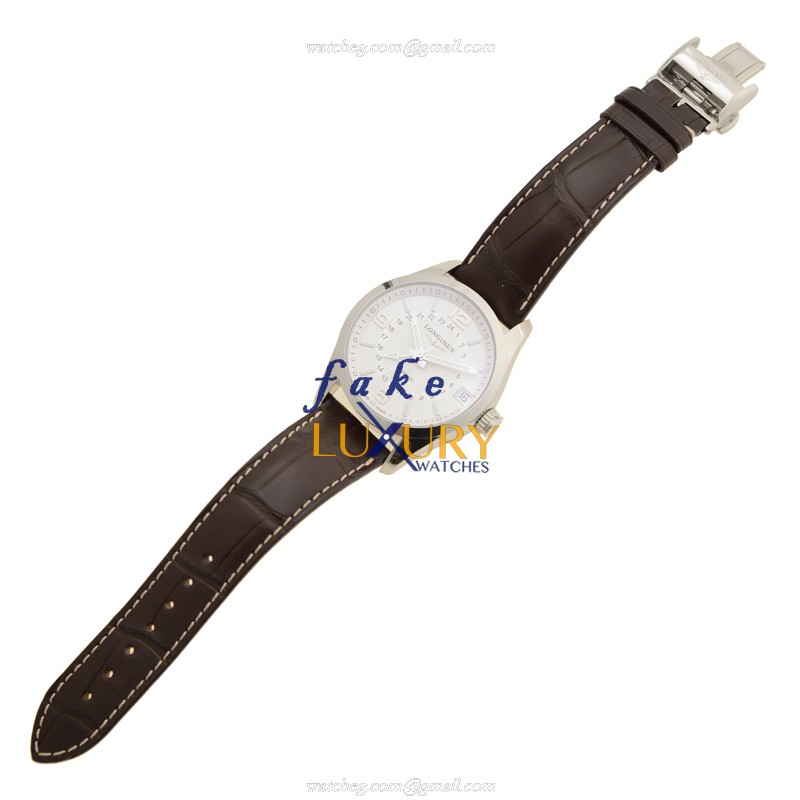Longines Conquest L2.799.4.76.3 - Replica Watch - Automatic - 42mm Steel Case - Silver Dial - Brown - Image 2