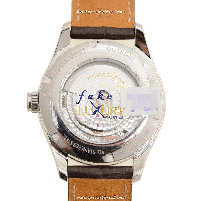 Longines Conquest L2.799.4.76.3 - Replica Watch - Automatic - 42mm Steel Case - Silver Dial - Brown - Image 3