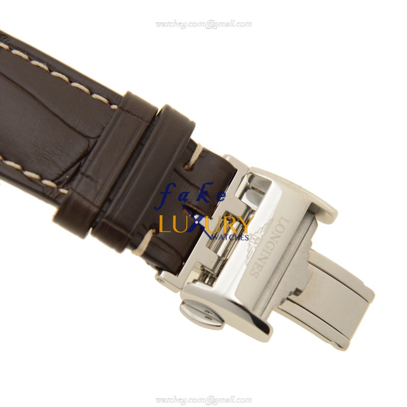 Longines Conquest L2.799.4.76.3 - Replica Watch - Automatic - 42mm Steel Case - Silver Dial - Brown - Image 4