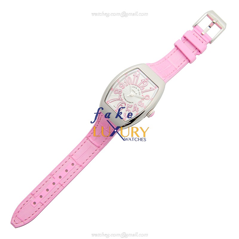 Franck Muller V 32 SC AT FO AC.RS Vanguard Replica Watch, Silver Dial, Steel Case, Pink Alligator - Image 2
