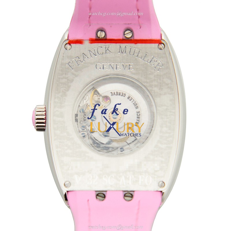 Franck Muller V 32 SC AT FO AC.RS Vanguard Replica Watch, Silver Dial, Steel Case, Pink Alligator - Image 3