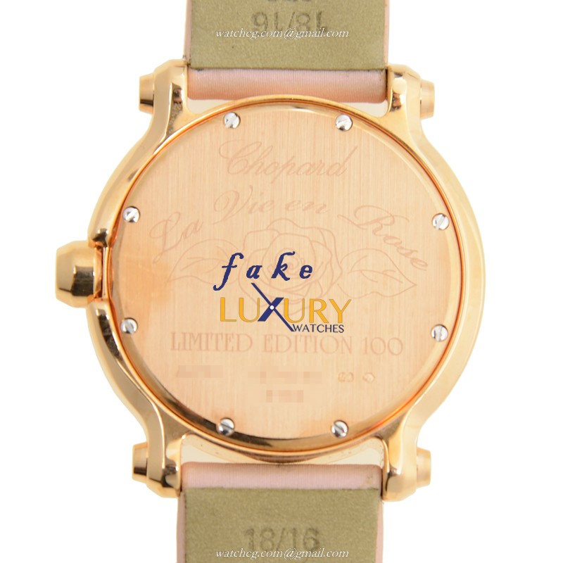 Chopard 277473-5011 Happy Sport Quartz 18kt Rose Gold & Diamond Bezel Replica Watch - Image 3