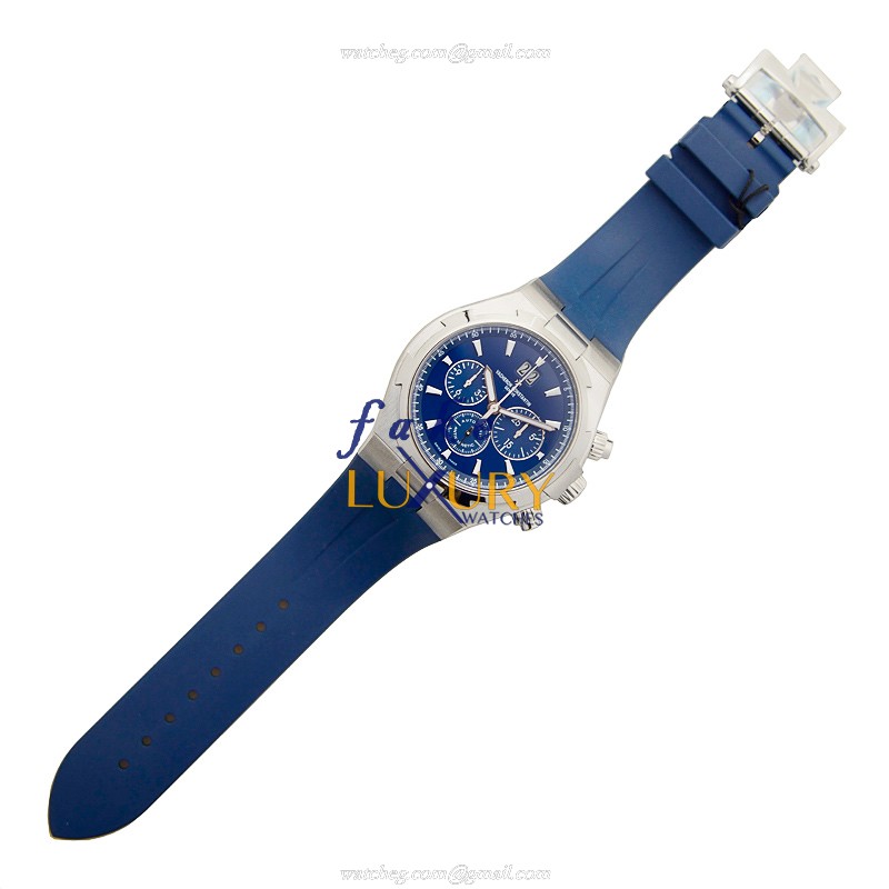 Vacheron Constantin 49150/000A-9745 Overseas Replica Watch, Blue Dial, Steel Case, Rubber Strap - Image 2