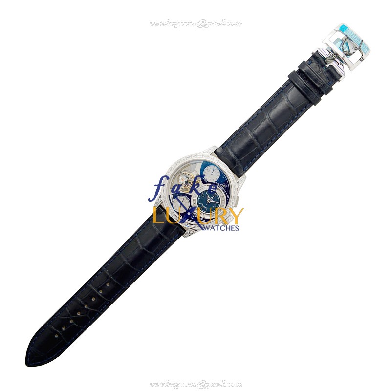 - JAEGER-LECOUTRE Q6053406 DUOMETRE Manual Wind 18kt White Gold Replica Watch - Blue Dial & - Image 2