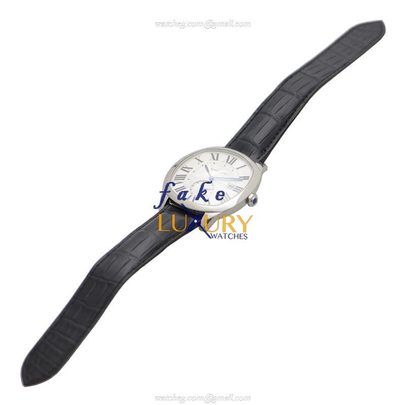 Cartier Drive de Cartier WSNM0004 Automatic Silver Dial Alligator Strap Steel Replica Watch - Image 2