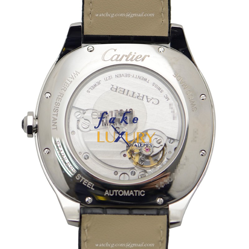 Cartier Drive de Cartier WSNM0004 Automatic Silver Dial Alligator Strap Steel Replica Watch - Image 3