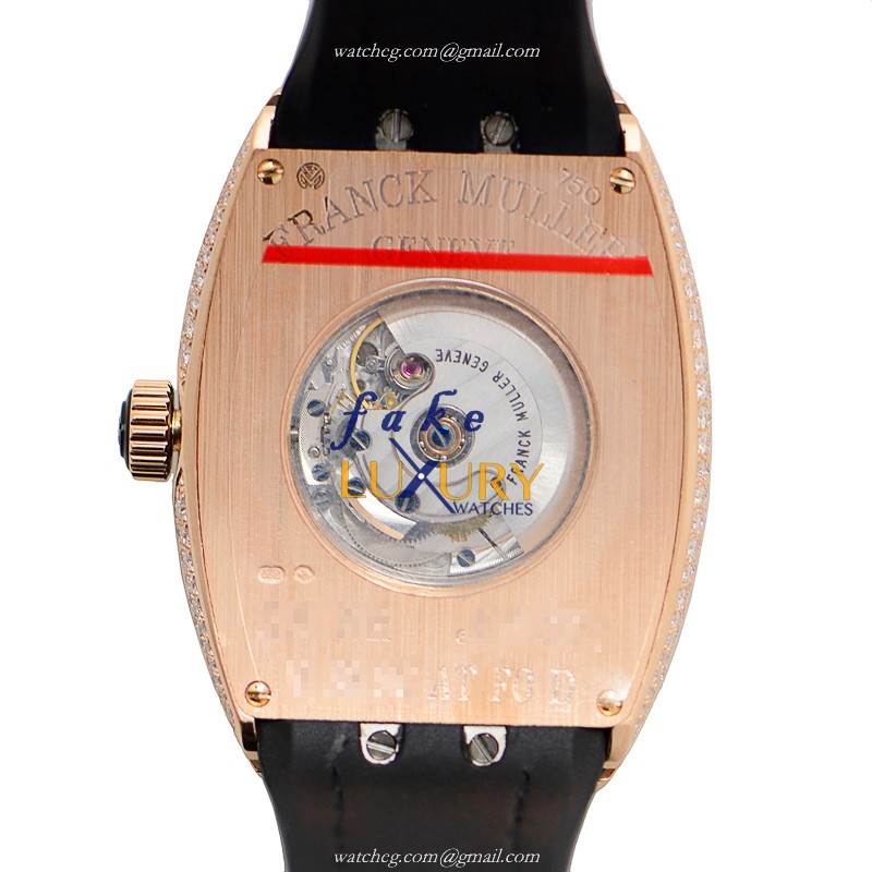 Franck Muller V 32 SC AT FO D 5N.NR Vanguard Replica Watch, 32mm Rose Gold & Diamond Case, Black - Image 3