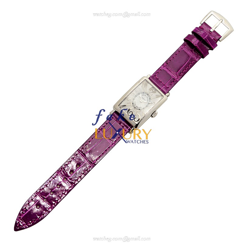 Franck Muller 902 QZ REL AC Replica Watch, Quartz, Silver Dial, Steel Case, Purple Alligator Strap - Image 2