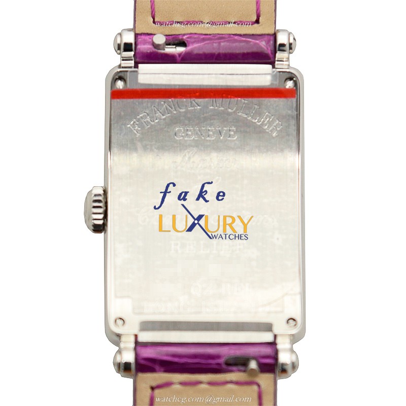 Franck Muller 902 QZ REL AC Replica Watch, Quartz, Silver Dial, Steel Case, Purple Alligator Strap - Image 3