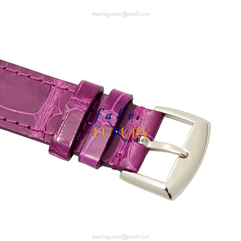 Franck Muller 902 QZ REL AC Replica Watch, Quartz, Silver Dial, Steel Case, Purple Alligator Strap - Image 4