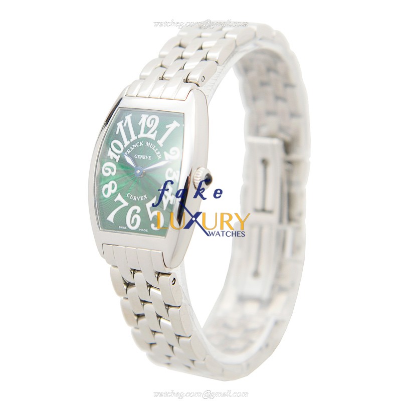 Franck Muller 1752 QZ AC CINTREE CURVEX Quartz Stainless Steel Replica Watch, Green Dial, Silver - Image 3