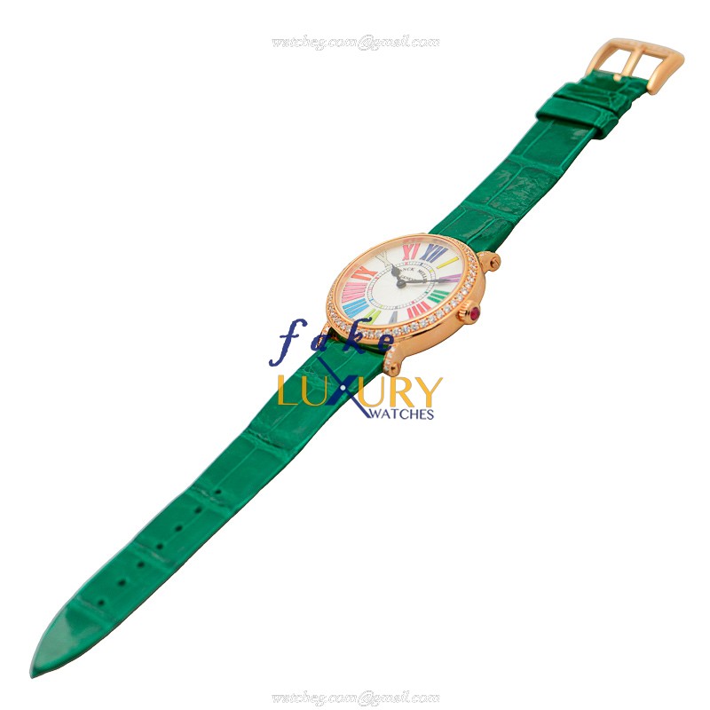 Franck Muller 8035QZCOLDRMRD1R5N Replica Watch, Quartz Movement, White Dial, Rose Gold & Diamonds - Image 2