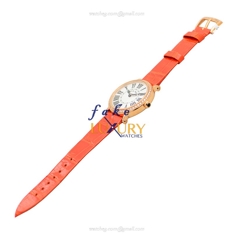 Franck Muller 8035 QZ R D 1R 5N Replica Watch White Dial Orange Alligator Strap Rose Gold - Image 2