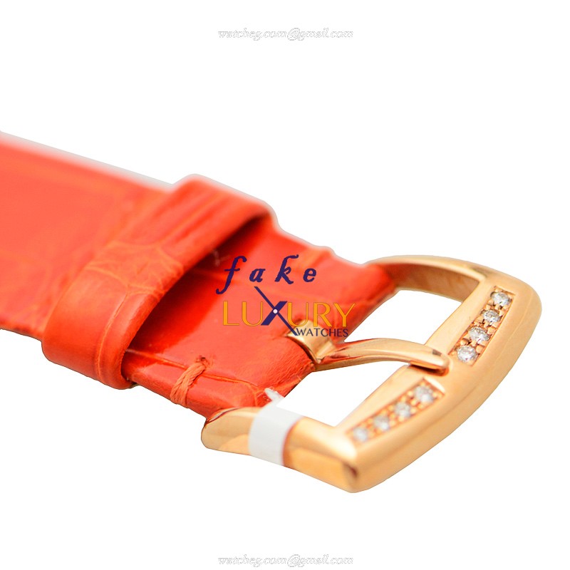Franck Muller 8035 QZ R D 1R 5N Replica Watch White Dial Orange Alligator Strap Rose Gold - Image 4