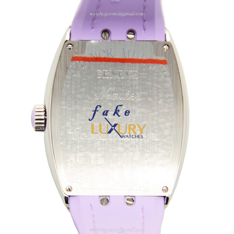 Franck Muller V 35 QZ AC.VL Vanguard Quartz Stainless Steel White Dial Purple Leather Replica Watch - Image 3