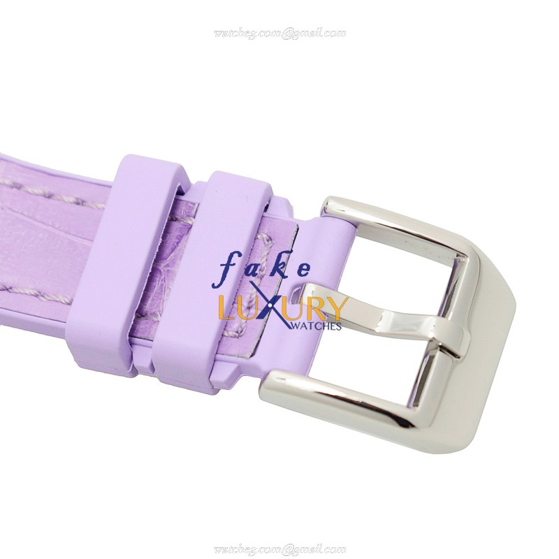 Franck Muller V 35 QZ AC.VL Vanguard Quartz Stainless Steel White Dial Purple Leather Replica Watch - Image 4