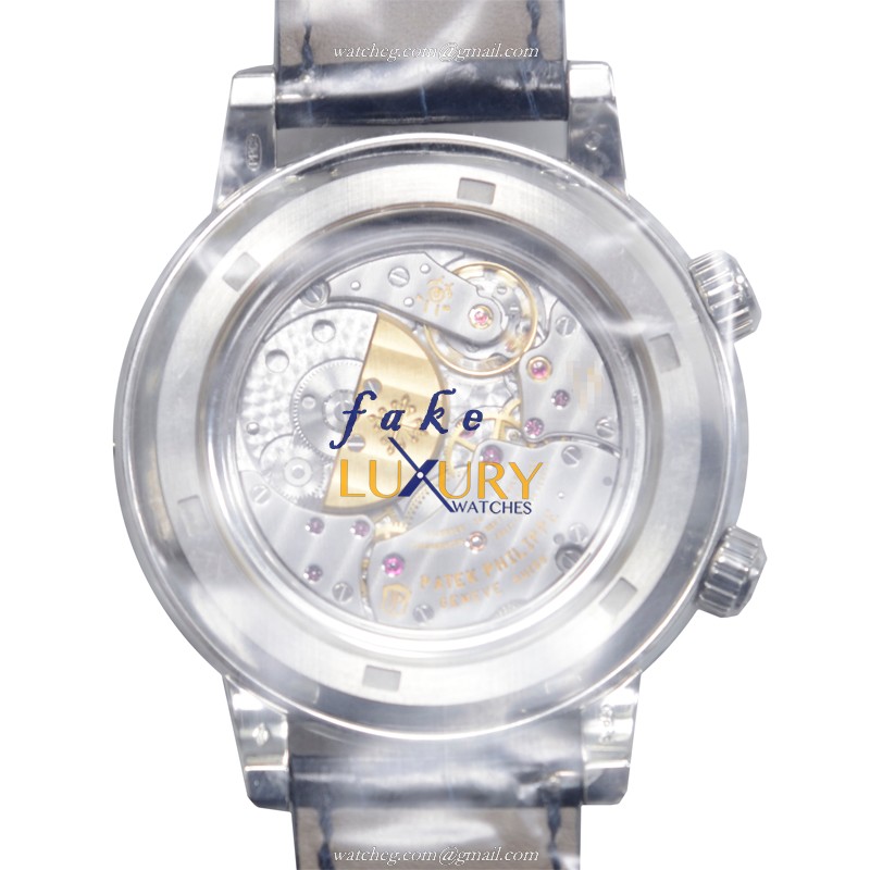 Patek Philippe 6104-12P-010 Grand Complications Automatic 18kt White Gold Ruby Blue Dial Replica - Image 3