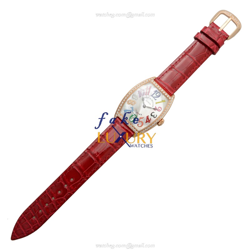 Franck Muller Cintree Curvex 2852 QZ COL DRM MOP D1R CD8 5N Quartz 18kt Rose Gold & Diamonds White - Image 2