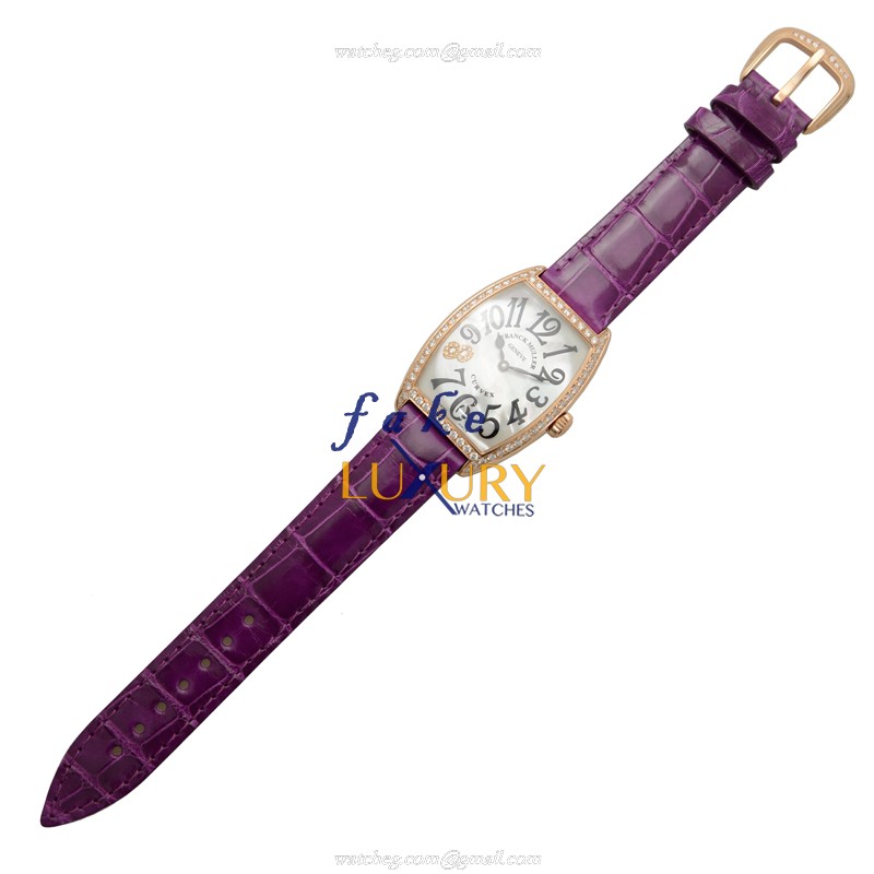Franck Muller 2852 QZ MOP D 1R CD8 5N Cintree Curvex Replica Watch Quartz Rose Gold Diamonds White - Image 2