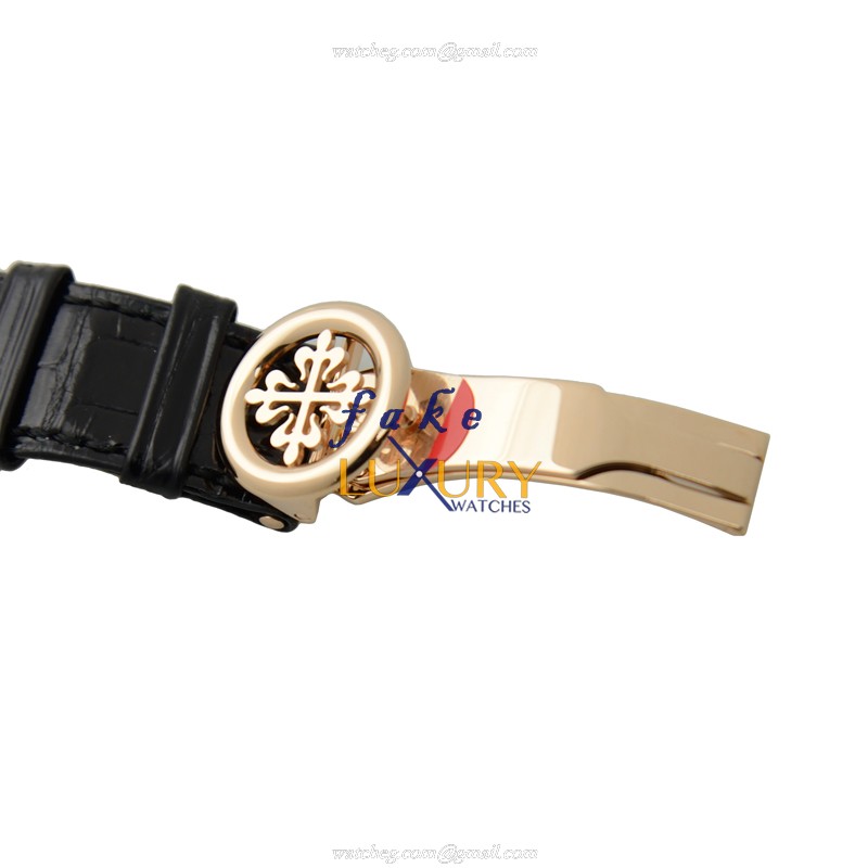 Patek Philippe 5170R-010 Replica Watch Manual Wind Rose Gold Black Dial Alligator Strap - Image 4