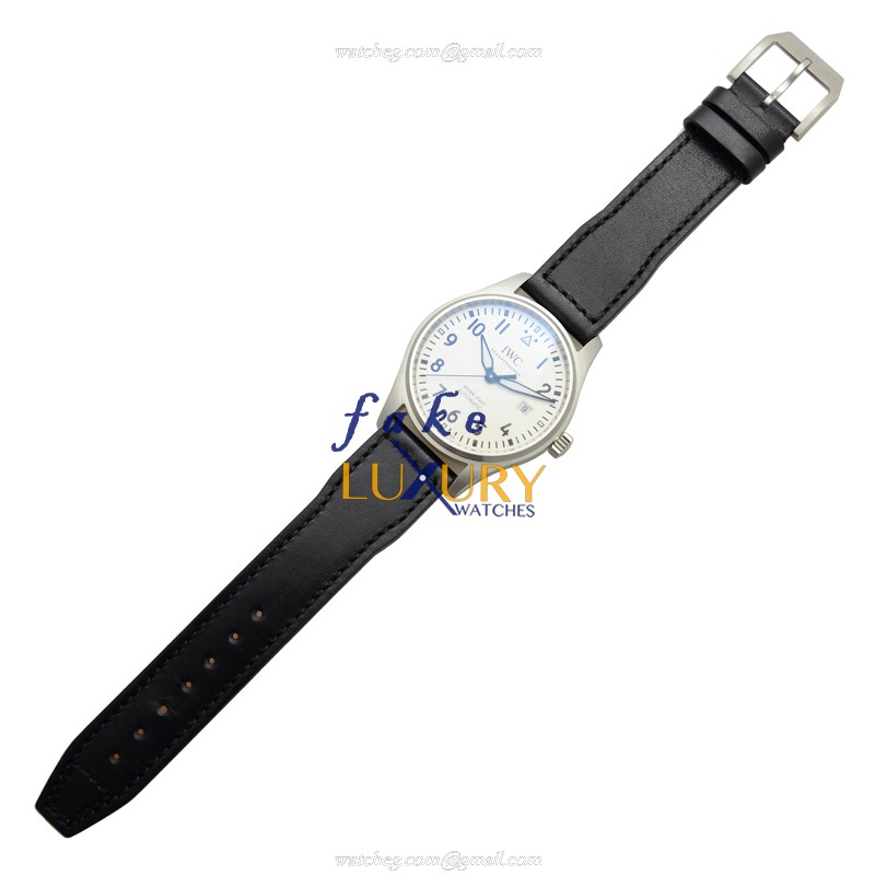 IWC IW327002 PILOTS Automatic Stainless Steel White Dial Black Cowhide Strap Replica Watch - Image 2