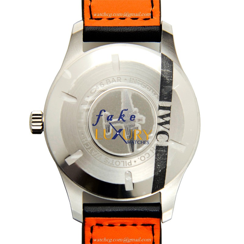IWC IW327002 PILOTS Automatic Stainless Steel White Dial Black Cowhide Strap Replica Watch - Image 3