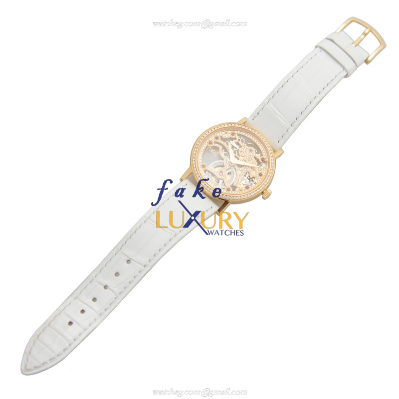 G0A38121 - Piaget Altiplano Replica Watch - Manual Wind - Rose Gold Diamonds - White Strap - Image 2