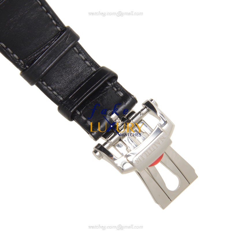 Patek Philippe 5726A-001 Nautilus Replica Watch, Black Dial, Steel Case, Alligator Strap - Image 4