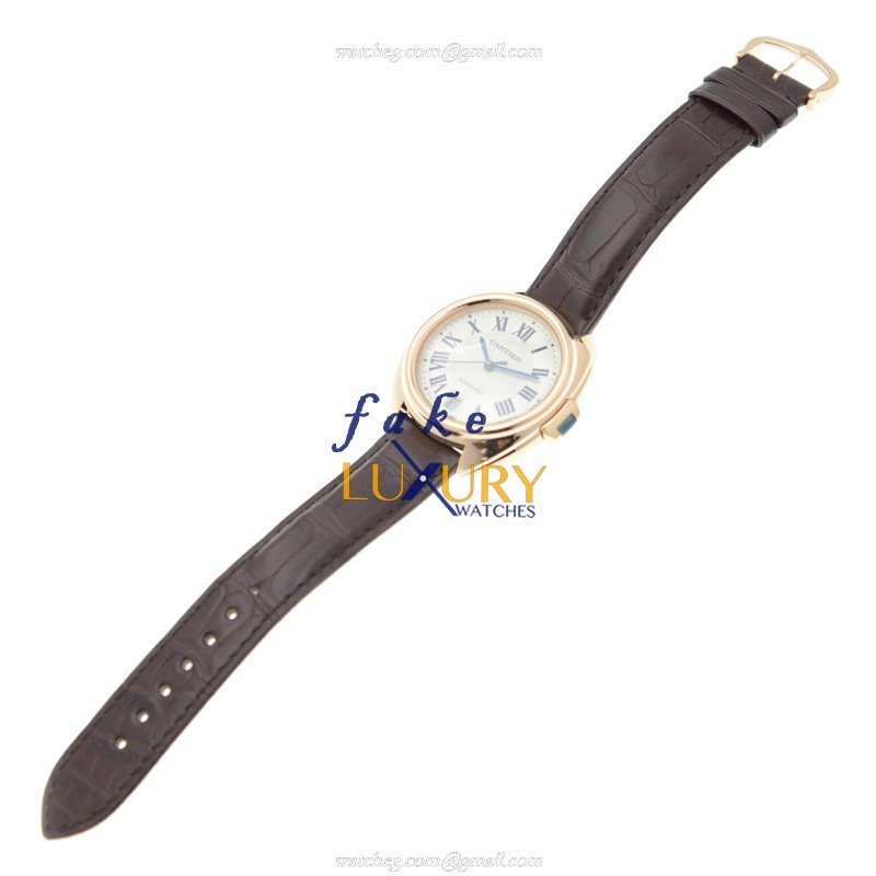 Cartier CLe DE CARTIER WGCL0013 Automatic 18kt Rose Gold White Dial Alligator Strap Replica Watch - Image 2
