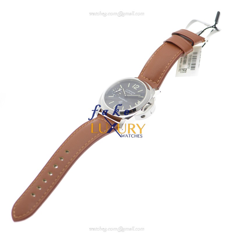 Panerai PAM01005 LUMINOR Manual Wind 44mm Stainless Steel Replica Watch with Brown Cowhide Strap - Image 2