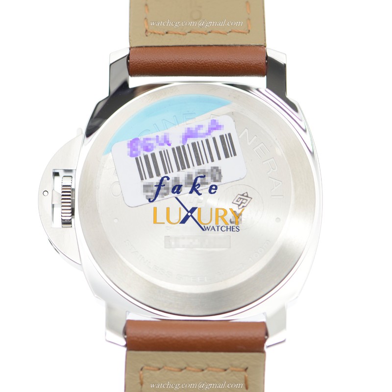 Panerai PAM01005 LUMINOR Manual Wind 44mm Stainless Steel Replica Watch with Brown Cowhide Strap - Image 3