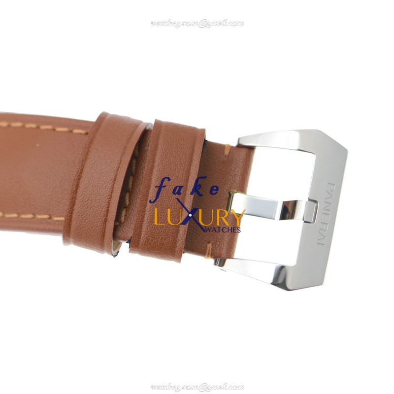 Panerai PAM01005 LUMINOR Manual Wind 44mm Stainless Steel Replica Watch with Brown Cowhide Strap - Image 4