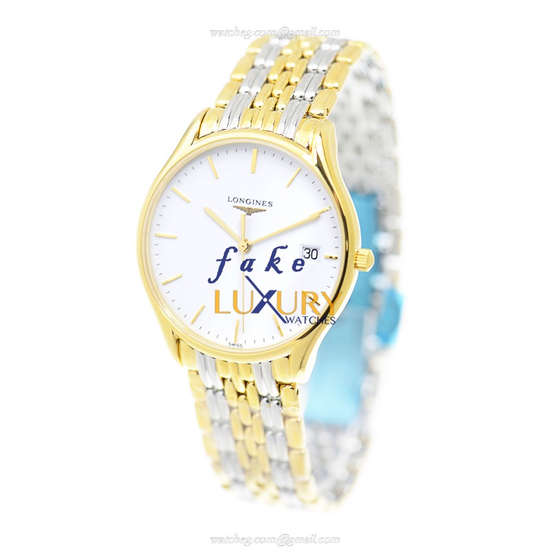 -67890-LONGINES-L4.759.2.12.7 Replica Watch - Quartz - White Dial - Silver & Gold PVD Strap - Image 3