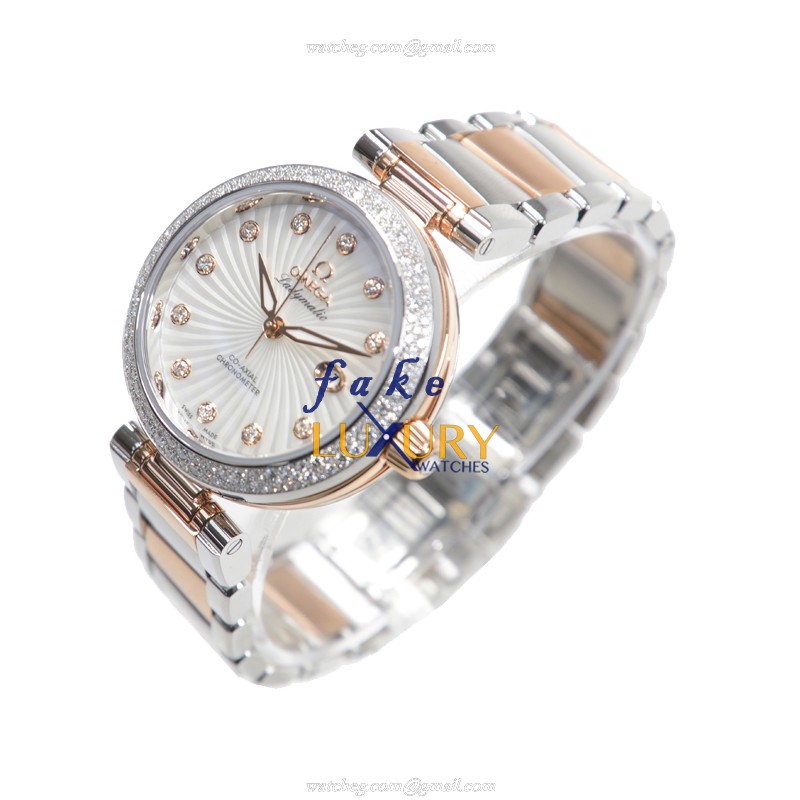 Omega 425.25.34.20.55.001 DE VILLE Automatic 18kt Rose Magic & Diamond White Dial Silver Strap - Image 3
