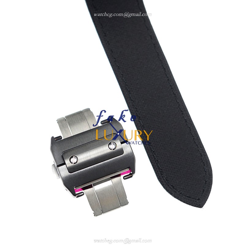 Cartier WSSA0006 Santos Replica Watch Black Dial Steel Case Automatic Cowhide Strap - Image 5