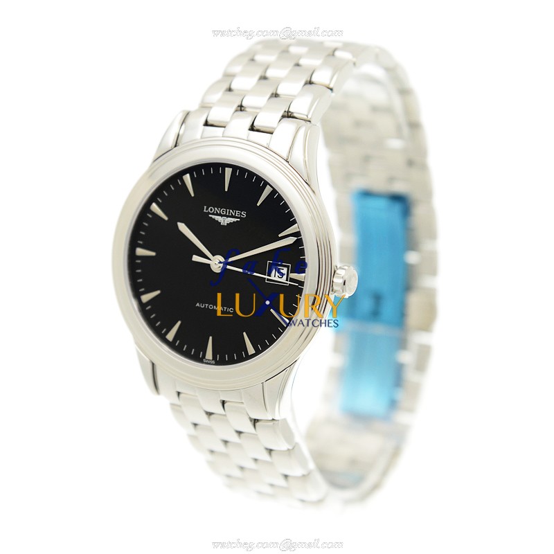 Longines L4.874.4.52.6 FLAGSHIP Automatic Stainless Steel Replica Watch, Swiss Movement, Black - Image 3
