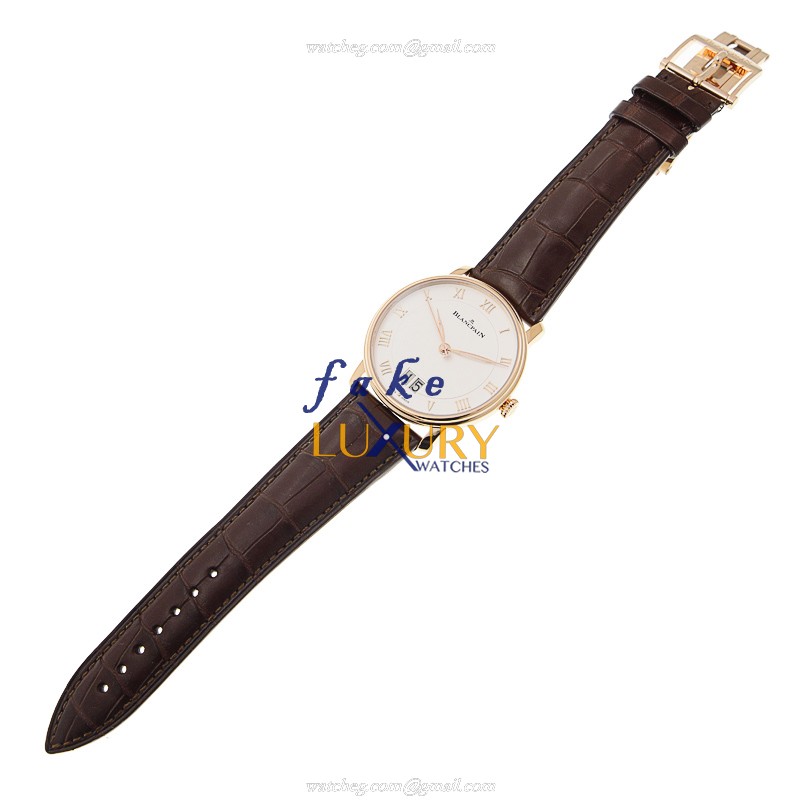 Blancpain Villeret 6669-3642-55B Automatic 18kt Rose Gold White Dial Replica Watch - Image 2