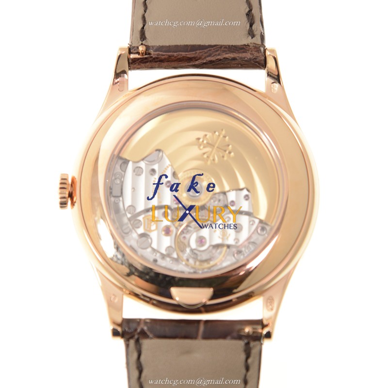 Patek Philippe 5396R-012 COMPLICATIONS Replica Watch, 18kt Rose Gold, Silvery Dial, Brown Alligator - Image 3