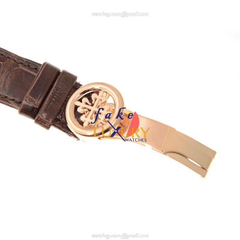 Patek Philippe 5396R-012 COMPLICATIONS Replica Watch, 18kt Rose Gold, Silvery Dial, Brown Alligator - Image 4