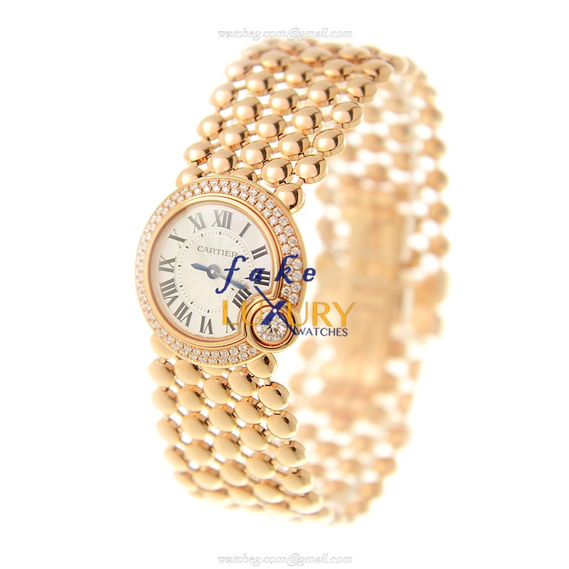 Cartier Ballon Bleu WE902057 Quartz 18kt Rose Gold White Dial Diamonds Replica Watch - Image 3