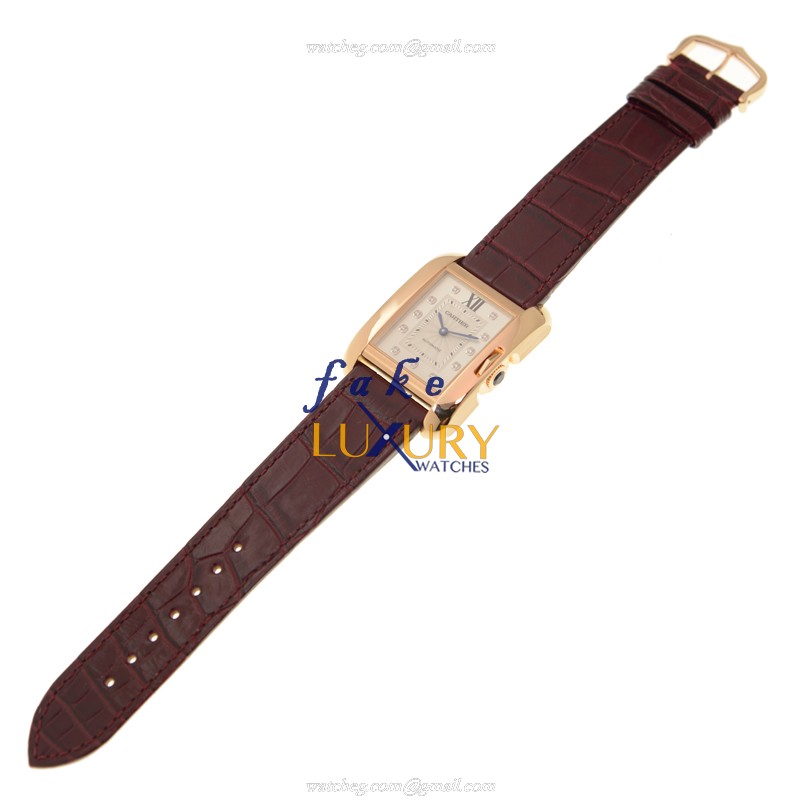 Cartier WJTA0006 Replica Watch, Automatic, White Dial, 18kt Rose Gold, Purple Alligator Strap - Image 2