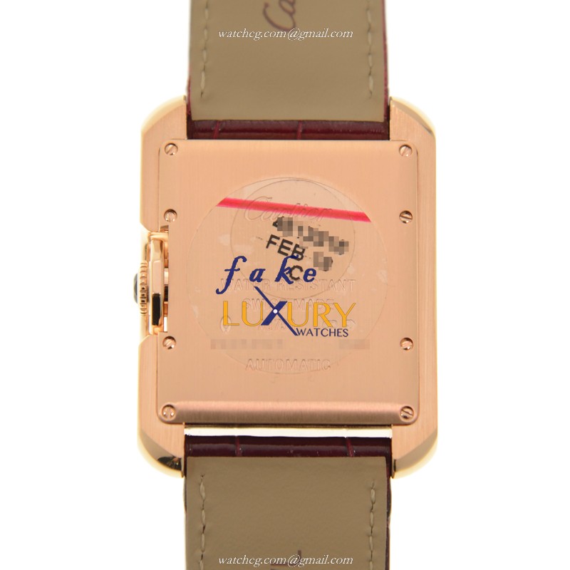 Cartier WJTA0006 Replica Watch, Automatic, White Dial, 18kt Rose Gold, Purple Alligator Strap - Image 3